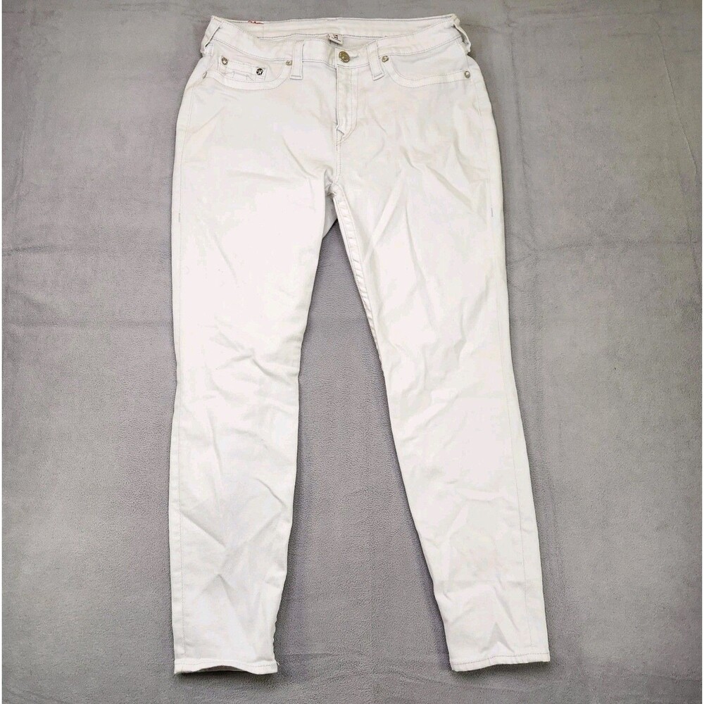 True Religion Curvy Skinny Jeans Women's Size 34 White Mid Rise Cotton Stretch
